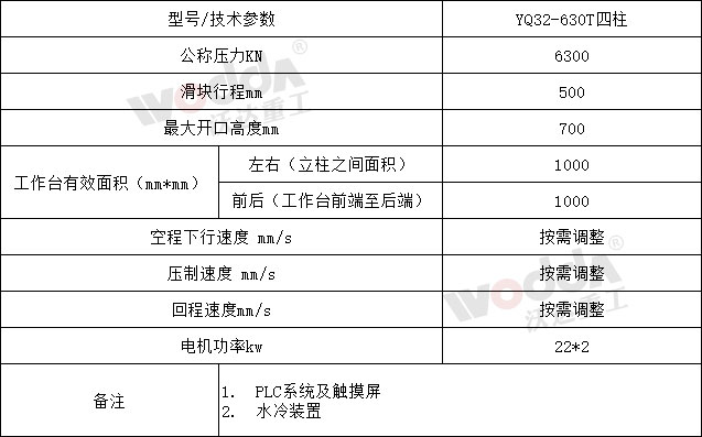 630噸錨桿托盤(pán)液壓機參數